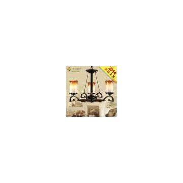 Rustic Candle Style Pendant Antique Chandelier 3 Light for Foyer / Hallway