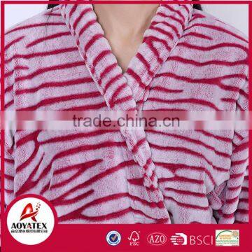 Factory Wholesale Zebra Cut Pattern Flannel Fleece Bathrobe Women Sleepwear photo-6