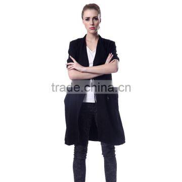 Spring Women's Casual Trench Coat Solid Long Sleeves Turn-down Collar Outerwear Open Stitch Thin Loose Coat photo-2