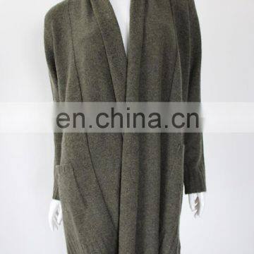 wholesale luxury cashmere knitted long cardigan coat