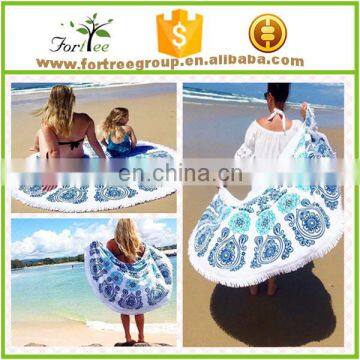 custom round microfiber tower for beach