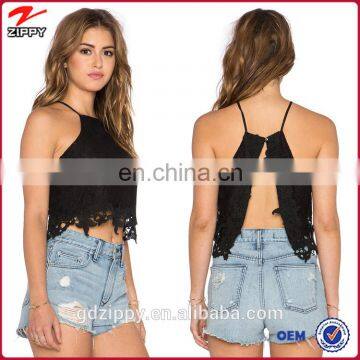 Latest Black Cropped Lace Tops Designs Girls