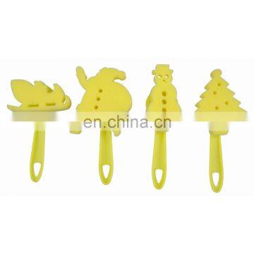 Set of 4 Christmas Decoration Plastic Handle Painting Sponge Stamp