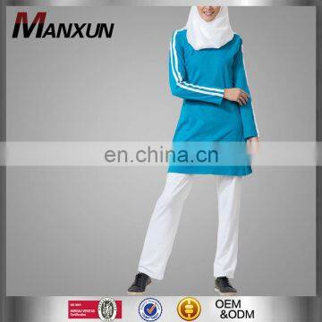 Beautiful Girls contrast trim sportwear tops fashion blue ladies tunics