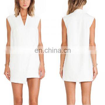 Sleeveless full lined italian winter coats for women all-over white satin trim softshell jacket