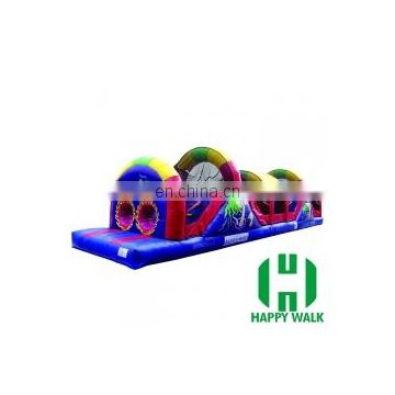 Inflatable obstacle course with slide and tunnel for adventure game