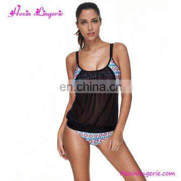 2017 Sexy Black Split Chest Pad Beachwear Two Piece Swimsuit Swimwear