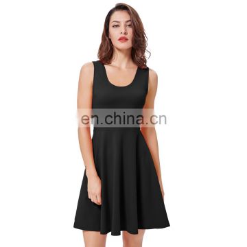 Kate Kasin Women's Stylish & Slim Fit Casual Black Sleeveless U-Neck Tank Dress KK000487-1