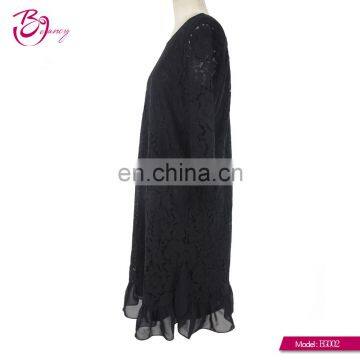 2017 Latest Korea Style Black Color Elegant Lace Three Quarter Sleeve Party Dress Evening Wear photo-2