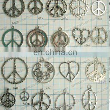 silver tone 42mm peace sign pendant necklace