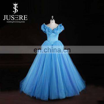 2015 vestidos de novia robe de mariage Cinderalla Blue Sleeves Flowers Crystals Princess Wedding Dresses Bridal Gown Custom Made