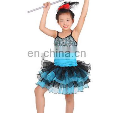 Cutie four-tiered stretch turquoise blue children ballet tutu dress with glitter ET-027#