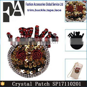 Hot Sale Beading Sequin Rhinestones Love Smaile Face Patches Badges For Clothing/Bag