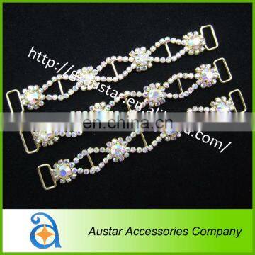 Color AB flower diamante connector for bikini,chains swimwear connectors