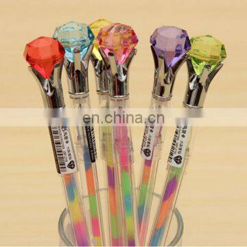 Super Cute Crystal Big Diamond Pens Six Color in One Gel Ink Pen Rollerball Colorful Gel Ink Pen Set Pack of 12