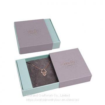 Custom drawer design jewellery necklace paper box packaging drawer charms cardboard jewelry gift box with hot stamping logo