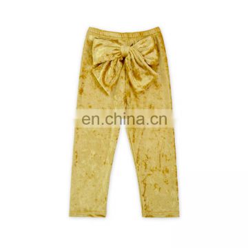 Girl Crushed Velvet Leggings With Bow Wholesale Kids Leggings New Style Fashion Girls Pant