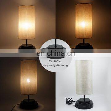 Bedroom Living Room Linen Fabric Round Lampshade New Design Fancy Fabric Table Lamp photo-4