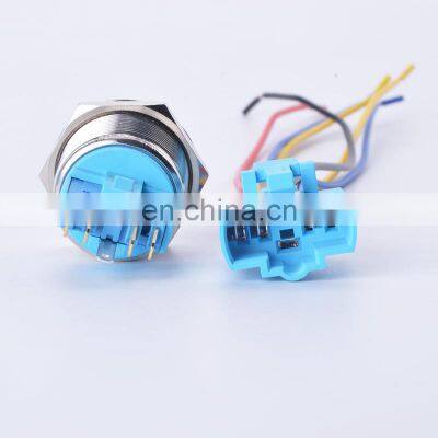 22mm 12v 24v Waterproof Metal Push Button Electrical Switch Latching Momentary Annular Power Symbol With LampLed Indicator