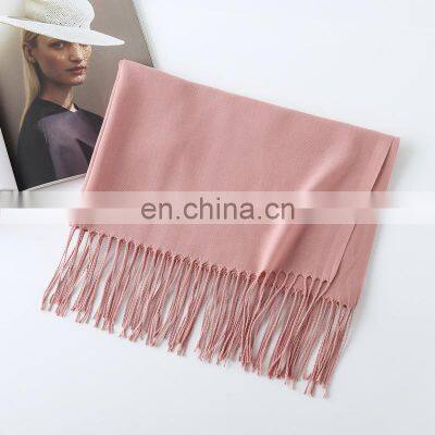 Autumn and Winter New Solid Color Cashmere Scarf Women Thickened Warm Bib Shawl Gift Scarf photo-2