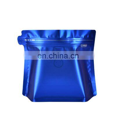 wholesale 250g 500g high barrier blue foil resealable zip lock stand up coffee pouch