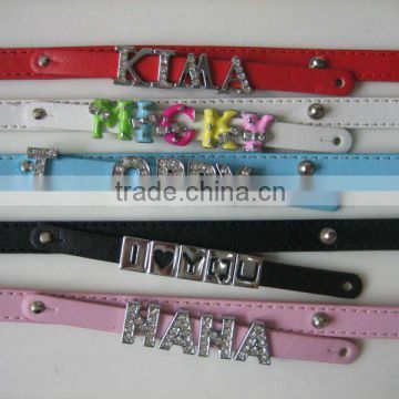 pet collar with slide alphabet charms