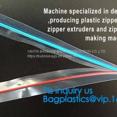 Easy tear transparent plastic PE food pouch zipper, plastic slider pet food bag zipper, double sealed plastic vacuum bag