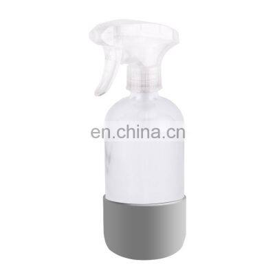 Fashionable 500ml Glass Big Capacity Spray Bottle Household Cleaning Hand Sanitizer With None-Slip Silicon Sleeve