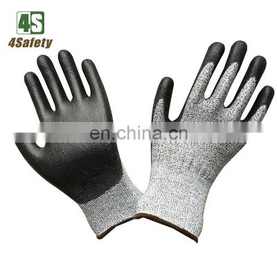 4SAFETY Pu Coated Level 5 Anti Cut Resistant Industrial work Gloves