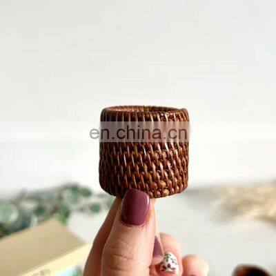 Vintage Woven Napkin Rings in Oval Shape Set of Five Set Tableware Set Napkin Holder Rings Wovenmade in Vietnam photo-2