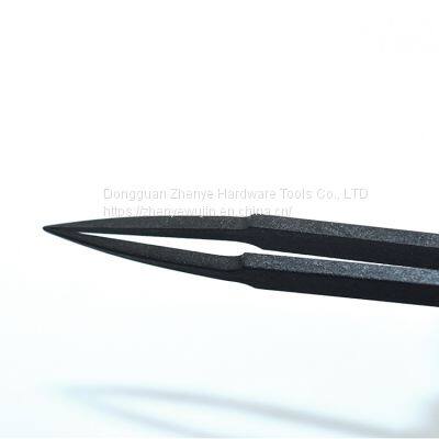 Plastic Tweezers Black Flat Head Elbow Pointed Flat Nose Round Head Plastic Anti-static Tweezers Clamping Tool 93303 photo-2