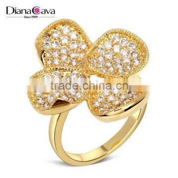 Fancy Lady Jewelry Clover Leaf Design CZ Stones Wedding Deluxe White Gold Ring photo-2