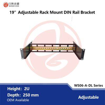 Manufacture 19 Inches 2U Adjustable Rack Mount DIN Rail Bracket new arrival