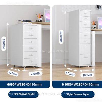HN-DCH3 Modern Metal Drawer Cabinet With Wheels, 6 Drawer Steel Pedestal for Home Office - Space Saving Under Desk Storage, KD Structure photo-3