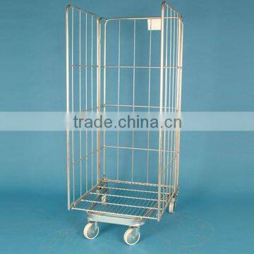 Metal wire supermarket foldable storage shopping roller cart