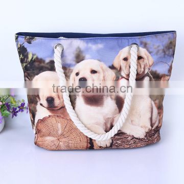 China supplier wholesale digital dog printing handbag women canvas bag