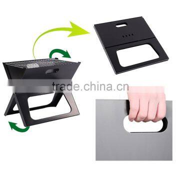 Mini size charcoal type X note book bbq grill X shape floding bbq