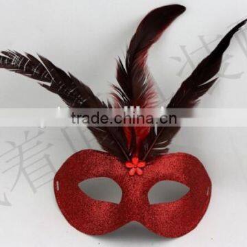 In Stock 7colors New Venetian Mask Beautiful Design Feather Mask Purple Feather Masquerade Mask photo-3