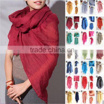 Wholesale Candy Color Cotton Polyester Maxi Plain Fashion Hijab Scarf Women Muslim Shawl