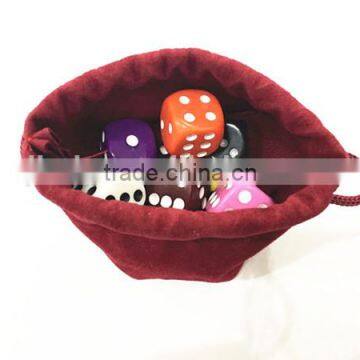 Hot Sale Custom Red Velvet Dice Bag With Colored Casino Dice photo-2
