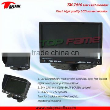 TOPFAME TM-7010 7inch LED Backligh Car LCD Monitor with Sunshade