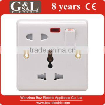 1 gang 16A wall socket with neon/13A Mulfi Function Switched socket with light Hot sale Wall Switch, British Standard
