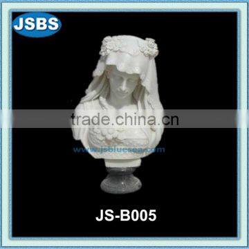 Hand carved white marble bride bust