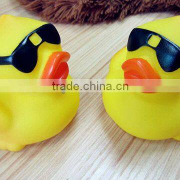 rubber bath duck with sunglasses toy