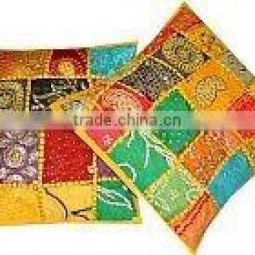 Yellow Sari PatchWork Cushion Covers,handmade cushion cover,cheap cushion covers