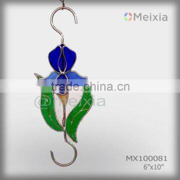 MX100081 decorative metal hanging hook with stained glass flower craft decoration