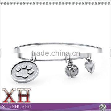 Paw Print 925 Sterling Silver Adjustable Bangles