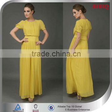 yellow casual pleated swing dresses made in india import summer newest vestidos casuales bridal women maxi dresses