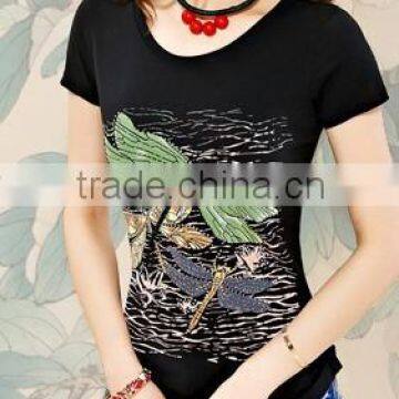 Summer wear the new women's clothing cultivate one's morality cotton T-shirt printing big yards short sleeves of tee shirt