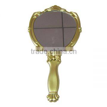 plastic golden embossed round handheld mirror table cosmetic mirror